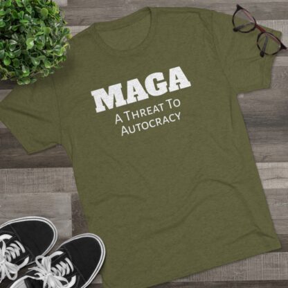 MAGA- Threat to Autocracy - Unisex Tri-Blend Crew Tee - Image 15