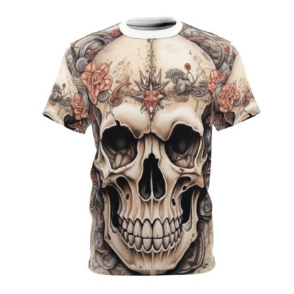 FLOWERS - Skullz Collection - Unisex Cut & Sew Tee (AOP) - Ai Artist E2D - Skulls