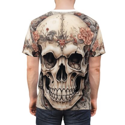 FLOWERS - Skullz Collection - Unisex Cut & Sew Tee (AOP) - Ai Artist E2D - Skulls