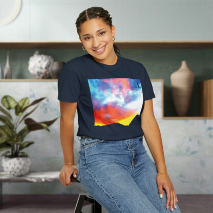 Grateful Sky Rainbow - Descending - Unisex Garment-Dyed T-shirt - Image 92