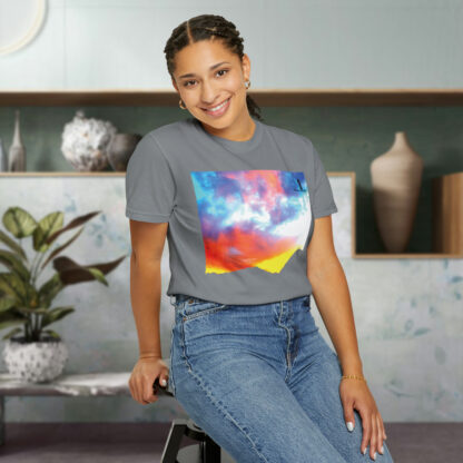 Grateful Sky Rainbow - Descending - Unisex Garment-Dyed T-shirt - Image 14