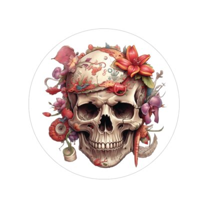 Sugar Magnolia Groove Skull - Transparent Outdoor Stickers, Round, 1pcs - Ai Artist E2D - Skulls Collection - Image 4