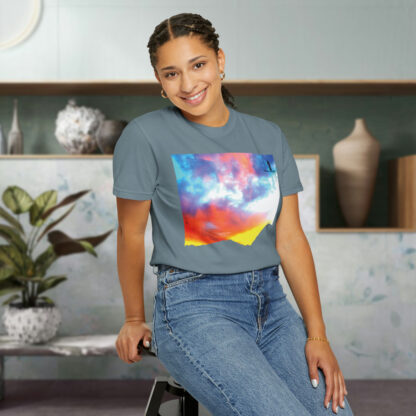 Grateful Sky Rainbow - Descending - Unisex Garment-Dyed T-shirt - Image 27