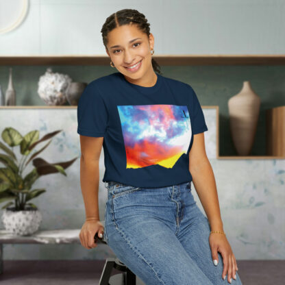 Grateful Sky Rainbow - Descending - Unisex Garment-Dyed T-shirt - Image 66