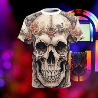 FLOWERS - Skullz Collection - Unisex Cut & Sew Tee (AOP) - Ai Artist E2D - Skulls