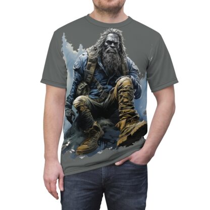 Mountain Squatch Greyman- Cryptid Collection - Unisex Cut & Sew Tee (AOP) - Ai Artist E2D - Image 5