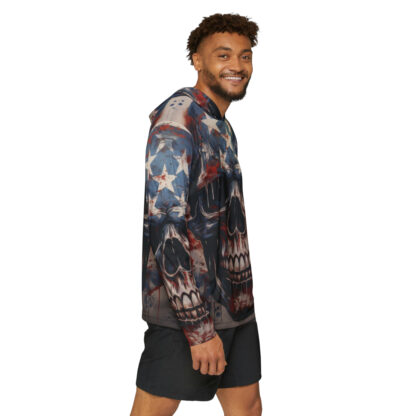 Patriot Skull - Skulls Collection - Men's Sports Warmup Hoodie (AOP) - Image 6