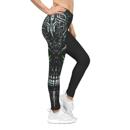 T2 – NEON Collection – Women's Casual Leggings (AOP) Ai Artist E2D – Skulls Collection Synth Wave Visionary – Bridging the Neon 1980s with Sci-Fi Extravaganza. 