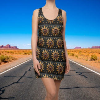 Southwest Sun Flower – Pueblo Princess Collection - Women's Cut & Sew Racerback Dress (AOP)