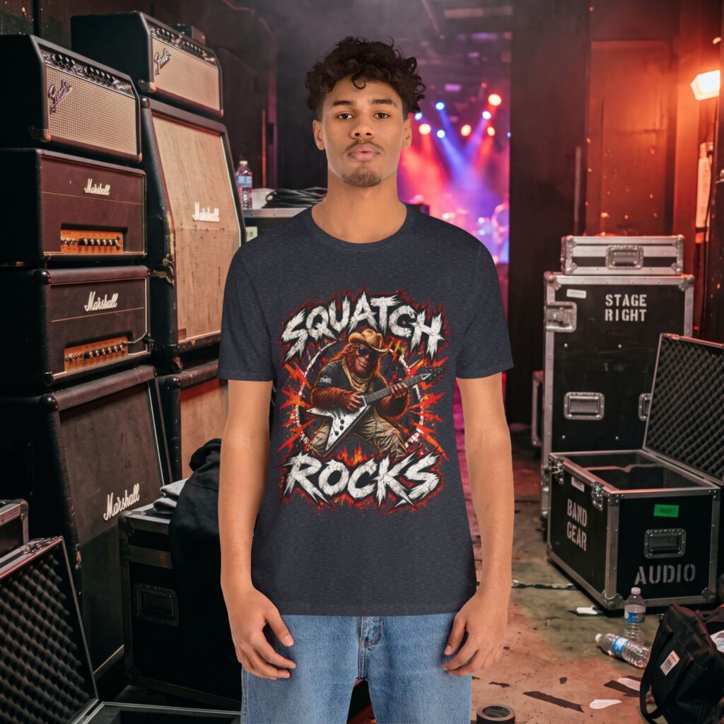 Squatch Rocks T-Shirt — Bigfoot Rocker Graphic Tee